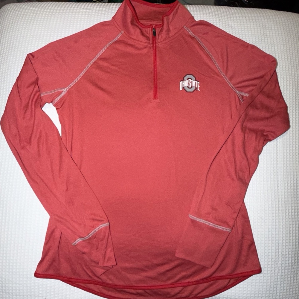Colosseum Women Long Sleeve Shirt QTR Zip Red Ohio State Size Medium